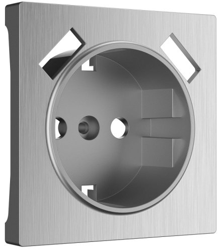 Лицевая панель Werkel для 1-м. розетки 220В+2хUSB серебряный рифленый фото Лицевая панель Werkel для 1-м. розетки 220В+2хUSB серебряный рифленый картинка